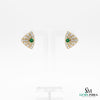1.30 carat Round shaped Natural Emerald Diamond Triangle Stud Earrings in 14k Gold