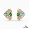 1.30 carat Round shaped Natural Emerald Diamond Triangle Stud Earrings in 14k Gold