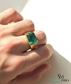 Natural Emerald Cut May Birthstone Men Ring / Anniversary Gift Ring For Men / Wedding Men Ring