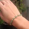 Oval cut Natural Zambian Emerald and Diamond Bracelet - 18K Solid Gold May Birthstone