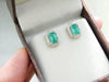 14K Yellow Gold Natural Emerald And Diamond Stud Earrings
