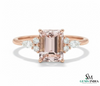 Emerald Cut Morganite & Diamond Engagement Ring in 14k and 18k Gold