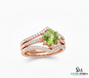 Oval Natural Peridot Diamond Ring with Split Band - August birthstone
