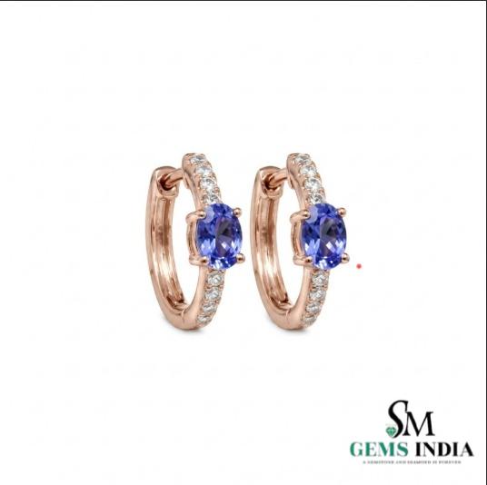 Oval Tanzanite Huggie Hoop Earrings - Fine Jewelry Gift for Women