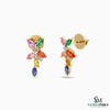 Multicolor Marquise Gemstone Floral Drop Earrings - Butterfly Flower Dangle Earrings