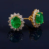 Real Emerald And Diamond Stud Earrings For Womens / Oval Emerald Earrings For Anniversary Gift