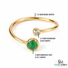 Round Natural Emerald Center Ring with Diamond Trio – Minimal Gold Band