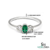 Fine 14K Gold Oval Emerald Ring with Two Round Diamonds