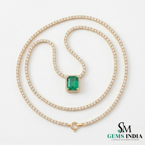 Elegant Natural Emerald Cut May Birthstone NecklaceAnniversary Wedding Gift Necklace