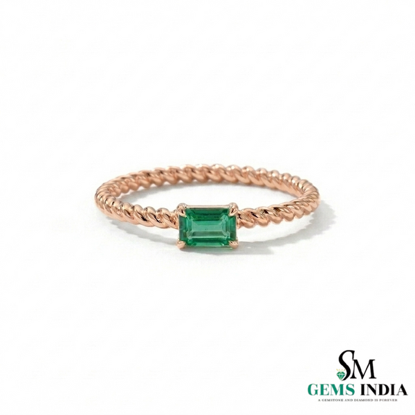 2 Karat Herzform-Smaragd- und Diamantring aus 14 Karat Gold, Smaragd-Verlobungsring