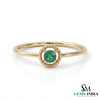 Round Emerald Halo Ring - Delicate Everyday Gold Jewelry