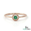 Round Emerald Halo Ring - Delicate Everyday Gold Jewelry