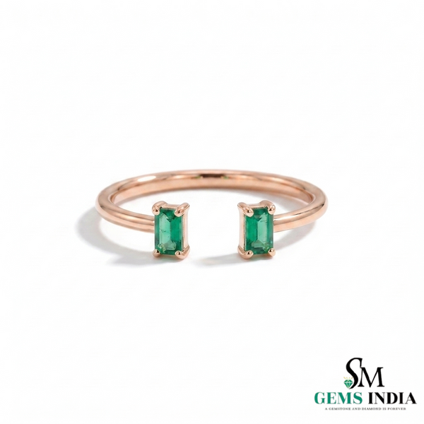 2 Karat Herzform-Smaragd- und Diamantring aus 14 Karat Gold, Smaragd-Verlobungsring