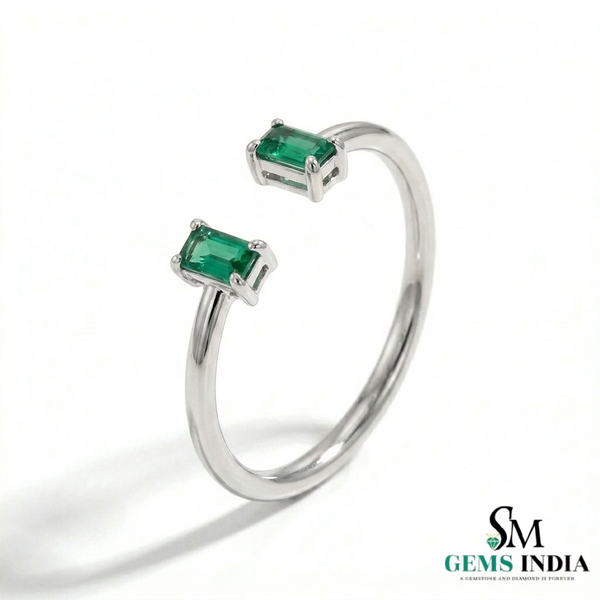 2 Karat Herzform-Smaragd- und Diamantring aus 14 Karat Gold, Smaragd-Verlobungsring