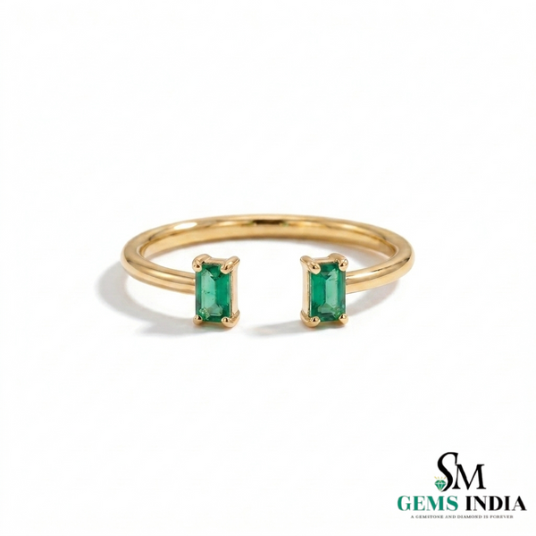 2 Karat Herzform-Smaragd- und Diamantring aus 14 Karat Gold, Smaragd-Verlobungsring