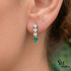 Oval Shape Natural Emerald and Diamond Stud Earrings - Fine Jewelry Gift for Her