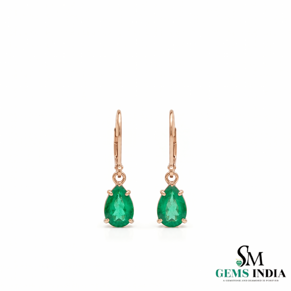 Pear Shape Emerald Drop Earrings - Fine Gemstone Jewelry