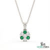 Round Emerald and Diamond Flower Pendant - Timeless Fine Jewelry