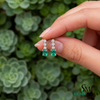Oval Shape Natural Emerald and Diamond Stud Earrings - Fine Jewelry Gift for Her