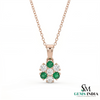 Round Emerald and Diamond Flower Pendant - Timeless Fine Jewelry