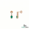 Oval Shape Natural Emerald and Diamond Stud Earrings - Fine Jewelry Gift for Her