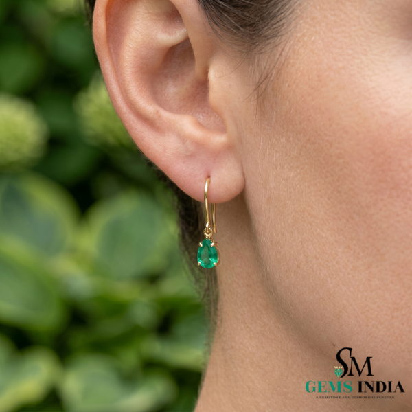 Pear Shape Emerald Drop Earrings - Fine Gemstone Jewelry