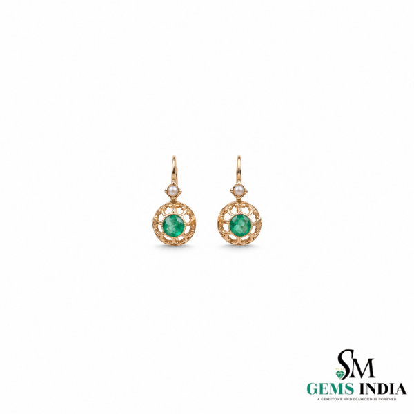Luxury Emerald and Pearl Drop Earrings - Romantic Fine Jewelry