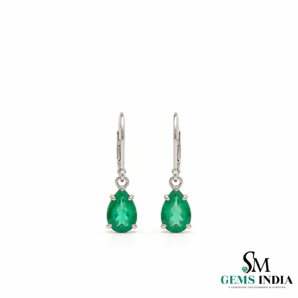 Pear Shape Emerald Drop Earrings - Fine Gemstone Jewelry