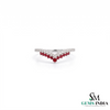 Ruby and Diamond Chevron V Ring in 14K Gold - Promise Ring for Women