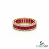 Princess Cut Ruby Eternity Ring with Diamond - Anniversary Gift Ring