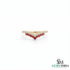 Ruby and Diamond Chevron V Ring in 14K Gold - Promise Ring for Women
