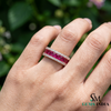 Princess Cut Ruby Eternity Ring with Diamond - Anniversary Gift Ring