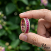 Princess Cut Ruby Eternity Ring with Diamond - Anniversary Gift Ring