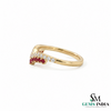 Ruby and Diamond Chevron V Ring in 14K Gold - Promise Ring for Women