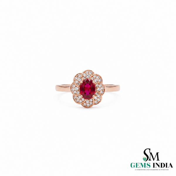 Natürlicher Rubin- und Diamant-Eulenring aus massivem 18-karätigem Gold, eleganter Eulenform-Ring