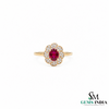Natürlicher Rubin- und Diamant-Eulenring aus massivem 18-karätigem Gold, eleganter Eulenform-Ring
