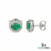 Oval Natural Emerald & Diamond Halo Stud Earrings - Timeless Fine Jewelry