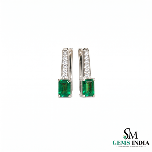 Emerald Cut Emerald Earrings - Gold Emerald & Diamond Statement Earrings