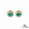 Oval Natural Emerald & Diamond Halo Stud Earrings - Timeless Fine Jewelry