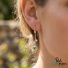 Round Natural Emerald & Diamond Drop Earrings - Gift for Women
