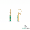 Princess Cut Emerald Dangle Earrings - Minimalist Green Gemstone Jewelry