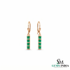 Princess Cut Emerald Dangle Earrings - Minimalist Green Gemstone Jewelry
