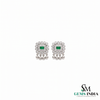 Elegant Emerald Cut Emerald Stud Earrings with Diamond Halo - Fine Gold Jewelry Gift for Her