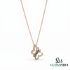 Round Emerald & Diamond Butterfly Pendant for Women - Elegant Women's Jewelry