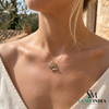 Round Emerald & Diamond Butterfly Pendant for Women - Elegant Women's Jewelry