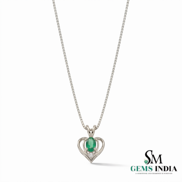 Natural Emerald Oval Heart Pendant - Fine Jewelry Gift