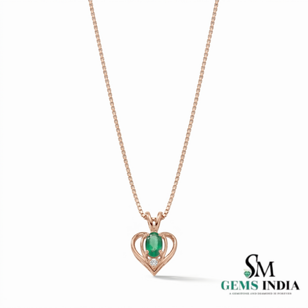 Natural Emerald Oval Heart Pendant - Fine Jewelry Gift