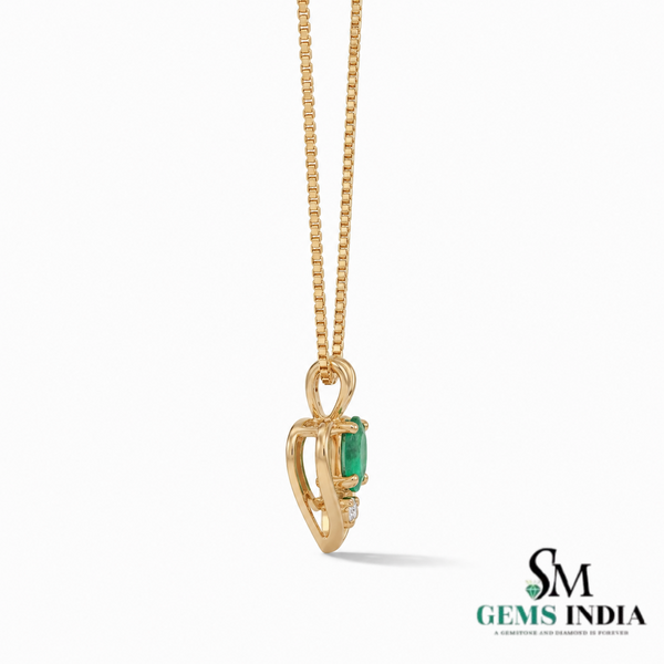 Natural Emerald Oval Heart Pendant - Fine Jewelry Gift