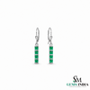 Princess Cut Emerald Dangle Earrings - Minimalist Green Gemstone Jewelry