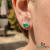 Oval Natural Emerald & Diamond Halo Stud Earrings - Timeless Fine Jewelry
